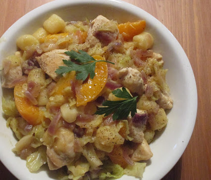 Savoy pan with chicken and apricots © Monika Cartwright