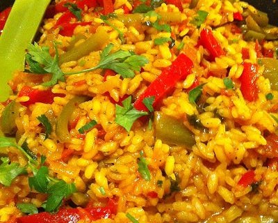 Vegetarische Paella Reispfanne